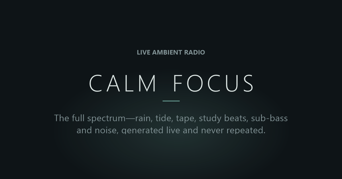 Pink Ambient Hum Calm Focus — live ambient, noise and lo-fi